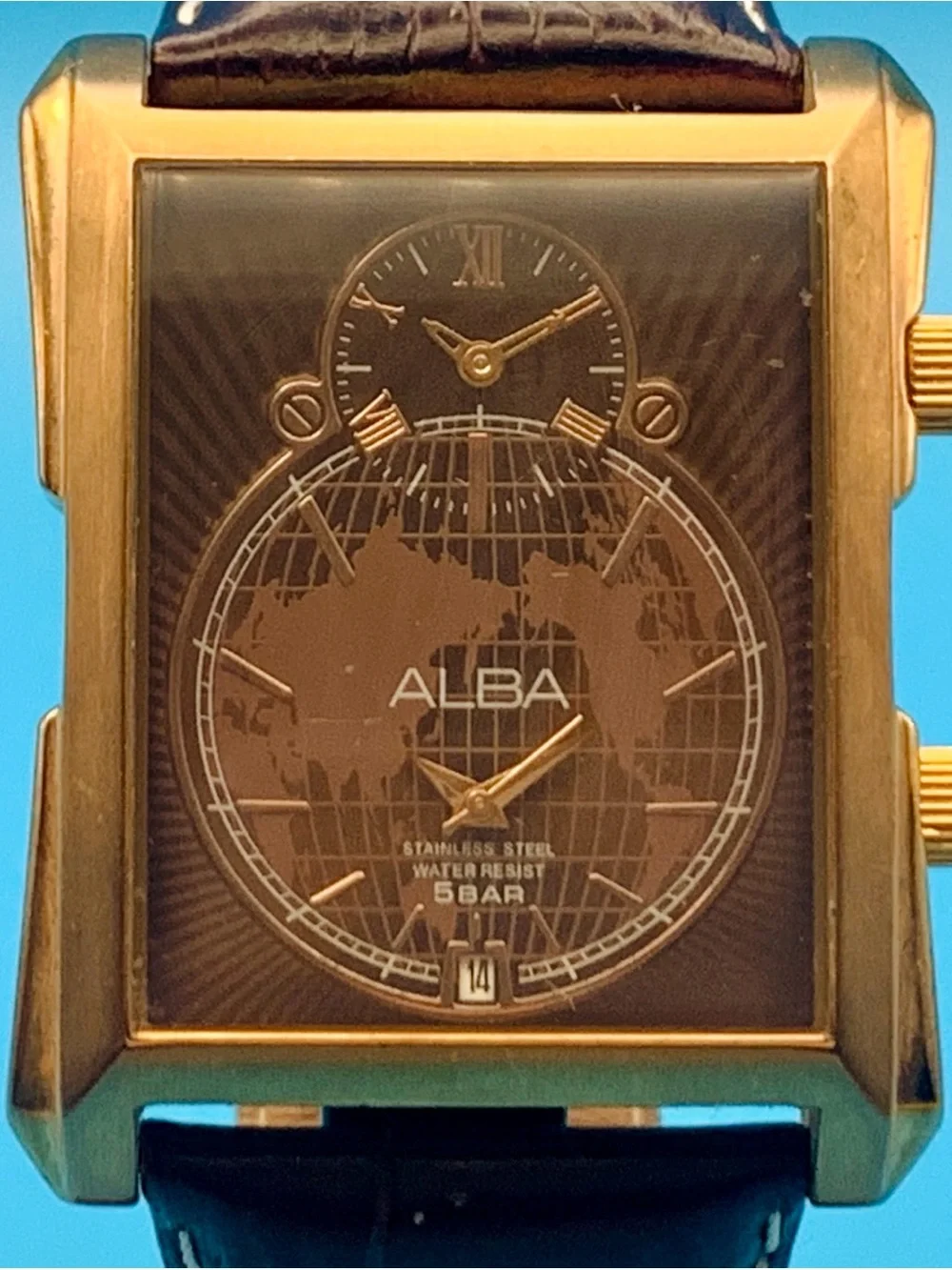 ALBA By SEIKO WWB5-X002 Men’s Rare Dual Dial Tank Watch St Steel Works New Batts